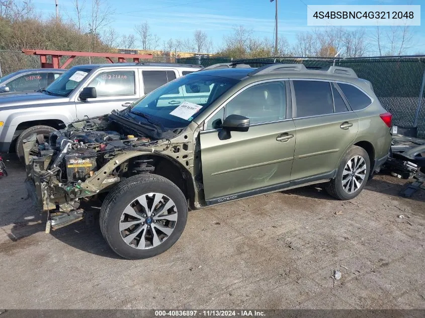 2016 Subaru Outback 2.5I Limited VIN: 4S4BSBNC4G3212048 Lot: 40836897