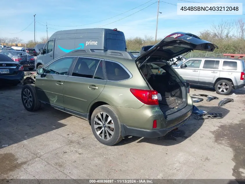 2016 Subaru Outback 2.5I Limited VIN: 4S4BSBNC4G3212048 Lot: 40836897