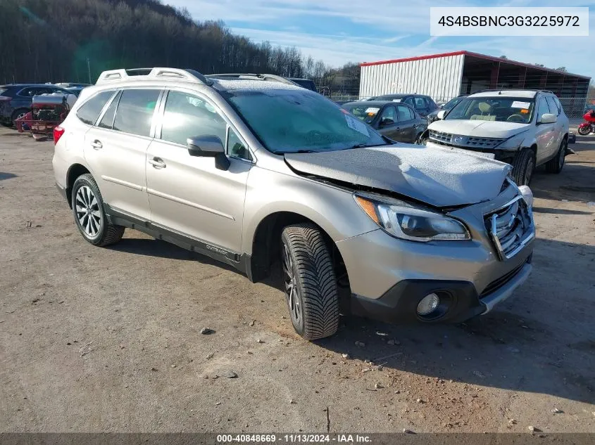 2016 Subaru Outback 2.5I Limited VIN: 4S4BSBNC3G3225972 Lot: 40848669