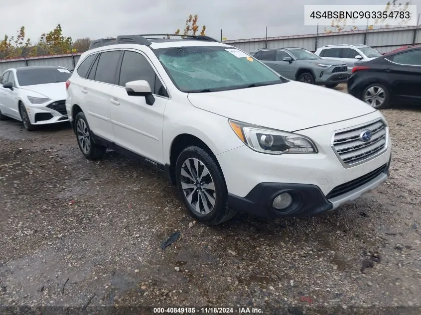 2016 Subaru Outback 2.5I Limited VIN: 4S4BSBNC9G3354783 Lot: 40849185