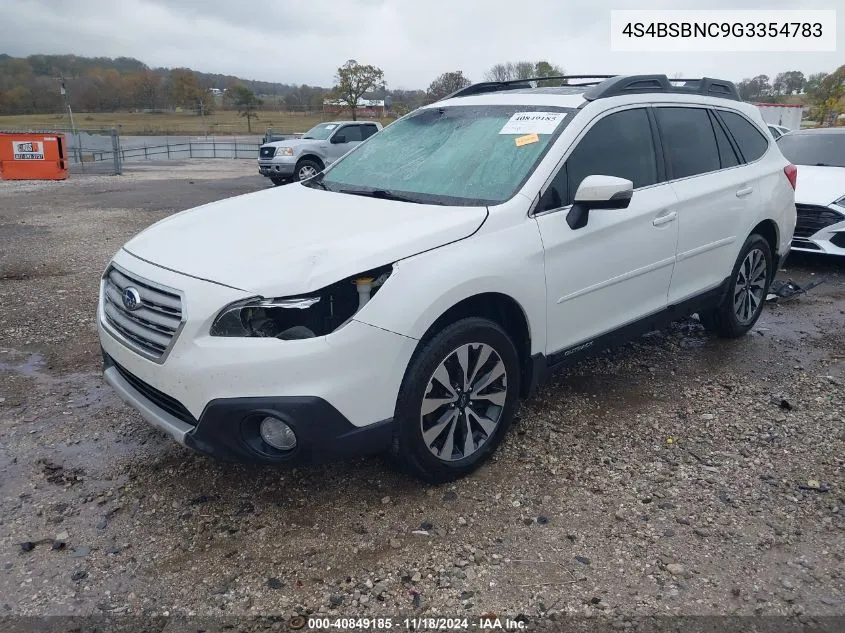 2016 Subaru Outback 2.5I Limited VIN: 4S4BSBNC9G3354783 Lot: 40849185