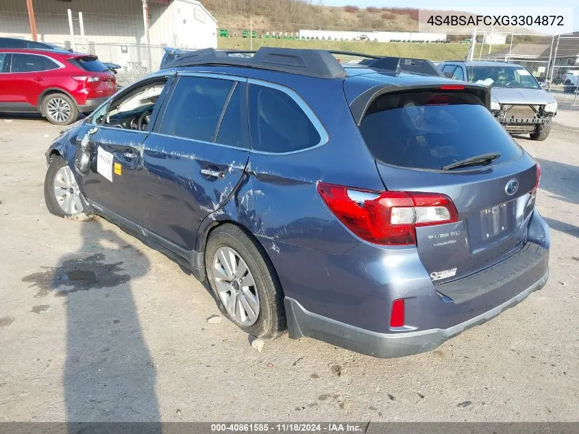 2016 Subaru Outback 2.5I Premium VIN: 4S4BSAFCXG3304872 Lot: 40861585