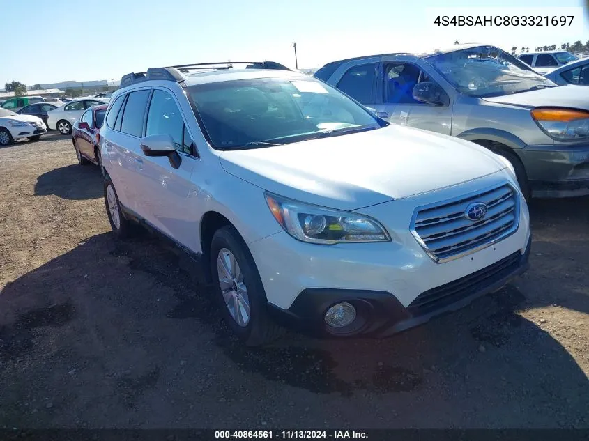 2016 Subaru Outback 2.5I Premium VIN: 4S4BSAHC8G3321697 Lot: 40864561