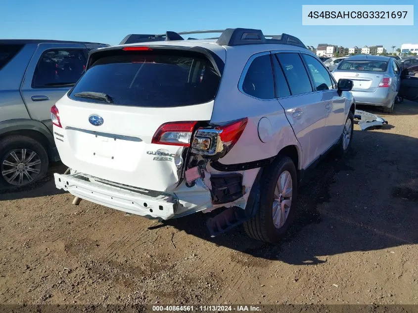 2016 Subaru Outback 2.5I Premium VIN: 4S4BSAHC8G3321697 Lot: 40864561