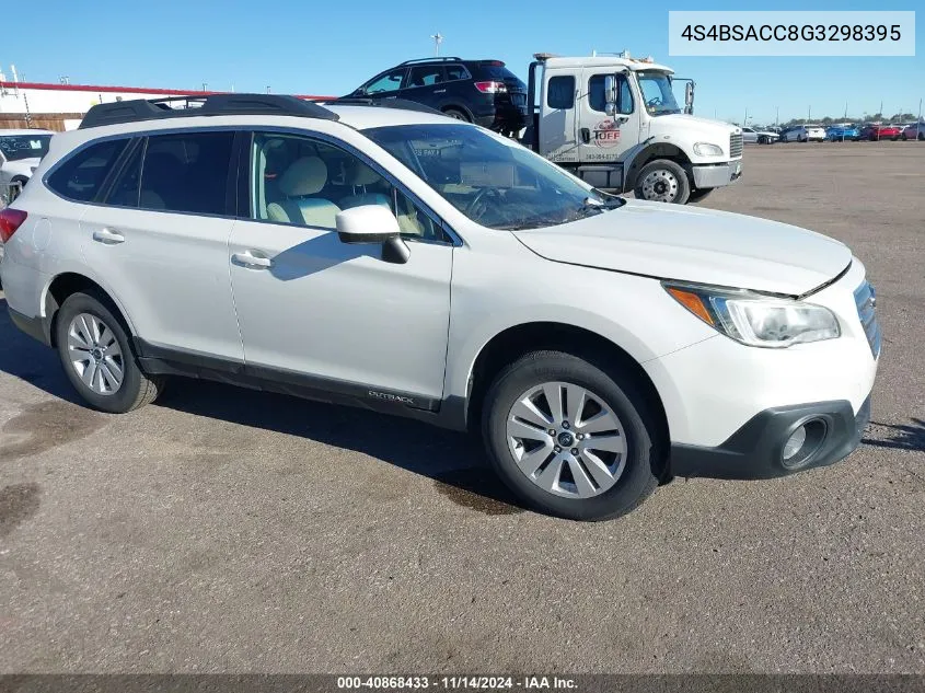 2016 Subaru Outback 2.5I Premium VIN: 4S4BSACC8G3298395 Lot: 40868433