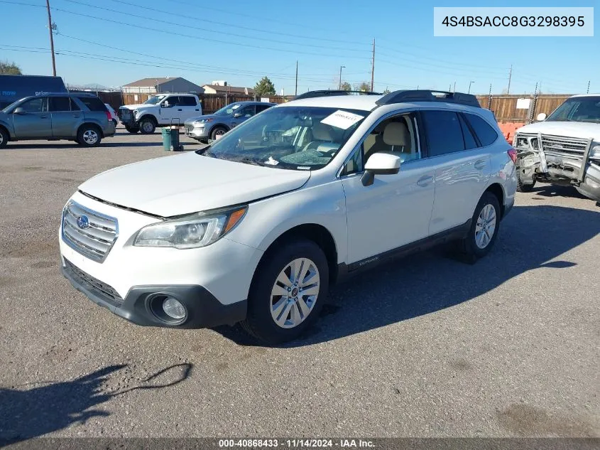 2016 Subaru Outback 2.5I Premium VIN: 4S4BSACC8G3298395 Lot: 40868433