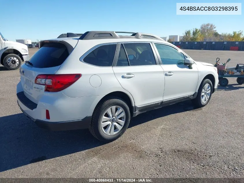 2016 Subaru Outback 2.5I Premium VIN: 4S4BSACC8G3298395 Lot: 40868433