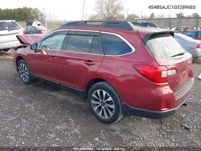 2016 Subaru Outback 2.5I Limited VIN: 4S4BSAJC1G3289685 Lot: 40880862