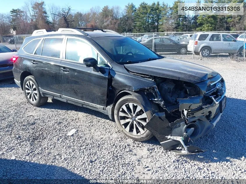 2016 Subaru Outback 2.5I Limited VIN: 4S4BSANC1G3315308 Lot: 40891240