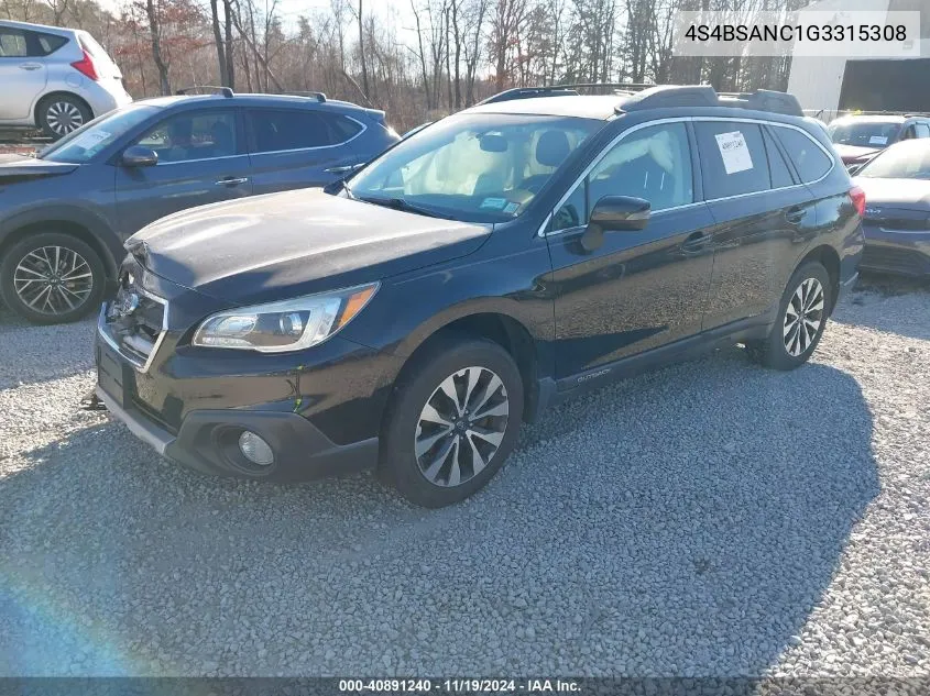 2016 Subaru Outback 2.5I Limited VIN: 4S4BSANC1G3315308 Lot: 40891240