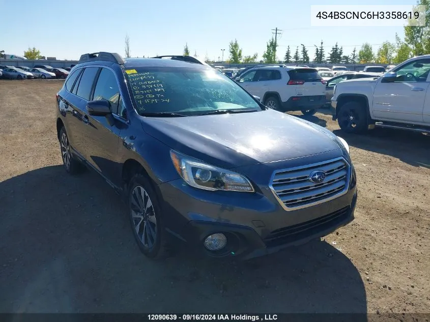 2017 Subaru Outback 2.5I Limited VIN: 4S4BSCNC6H3358619 Lot: 12090639