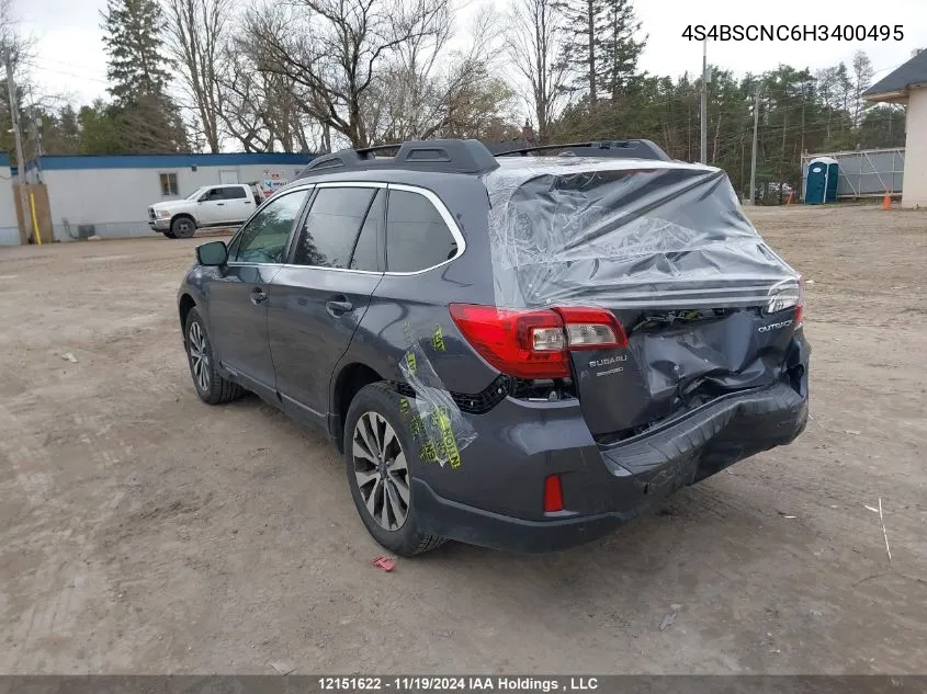 2017 Subaru Outback VIN: 4S4BSCNC6H3400495 Lot: 12151622