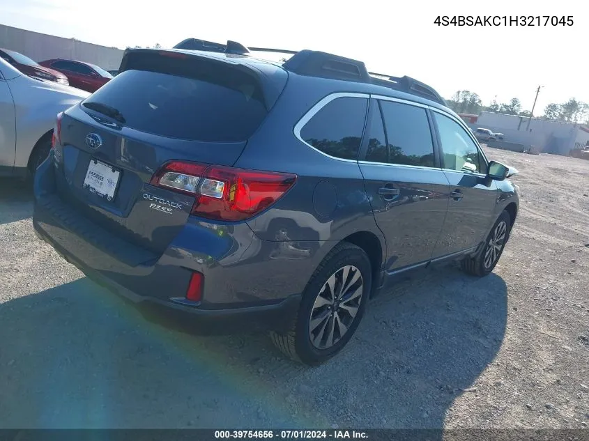 2017 Subaru Outback 2.5I Limited VIN: 4S4BSAKC1H3217045 Lot: 39754656