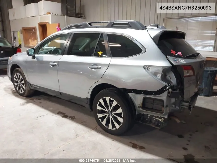 4S4BSANC7H3250093 2017 Subaru Outback 2.5I Limited