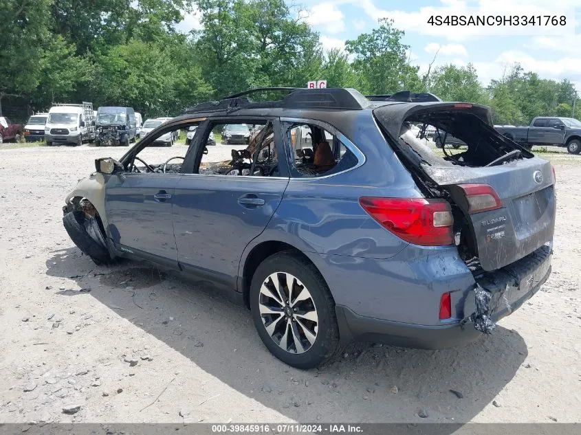 2017 Subaru Outback 2.5I Limited VIN: 4S4BSANC9H3341768 Lot: 39845916