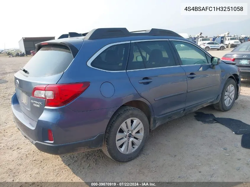 4S4BSAFC1H3251058 2017 Subaru Outback 2.5I Premium