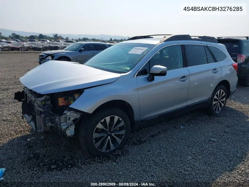 2017 Subaru Outback 2.5I Limited VIN: 4S4BSAKC8H3276285 Lot: 39982909