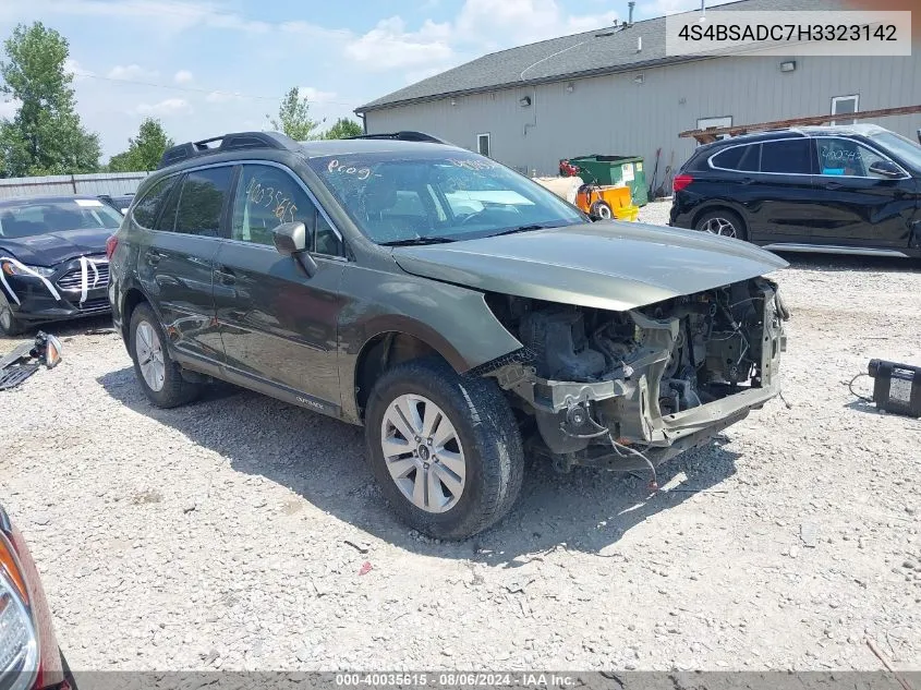 2017 Subaru Outback 2.5I Premium VIN: 4S4BSADC7H3323142 Lot: 40035615