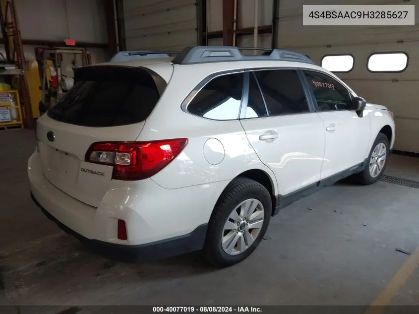 2017 Subaru Outback 2.5I VIN: 4S4BSAAC9H3285627 Lot: 40077019