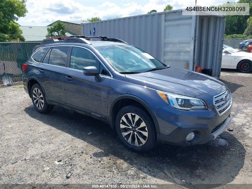 2017 Subaru Outback 3.6R Limited VIN: 4S4BSENC6H3208098 Lot: 40147935