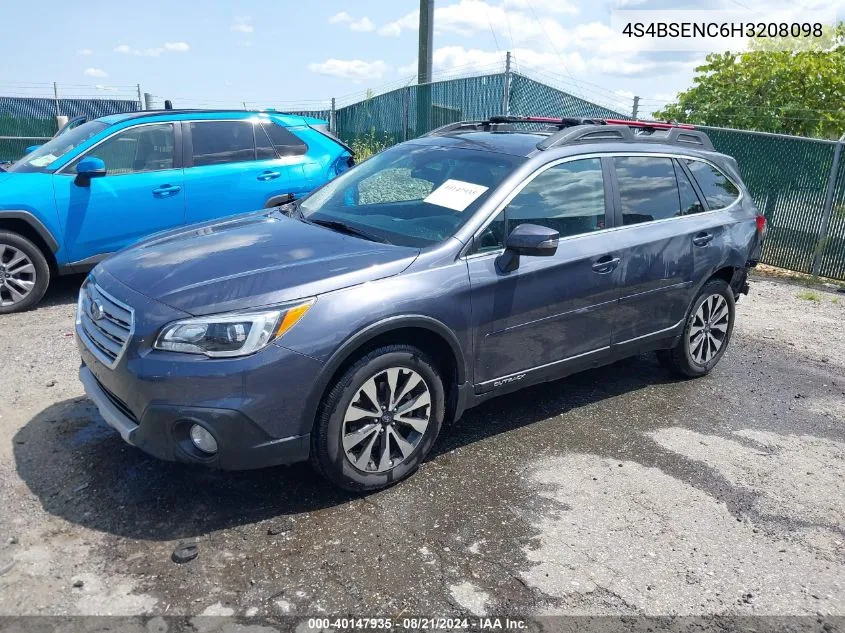 2017 Subaru Outback 3.6R Limited VIN: 4S4BSENC6H3208098 Lot: 40147935