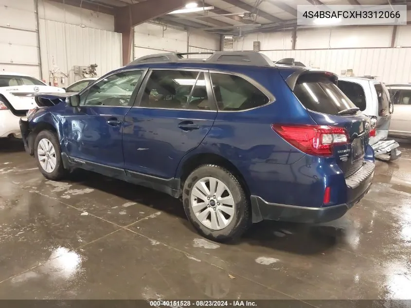 2017 Subaru Outback 2.5I Premium VIN: 4S4BSAFCXH3312066 Lot: 40151528