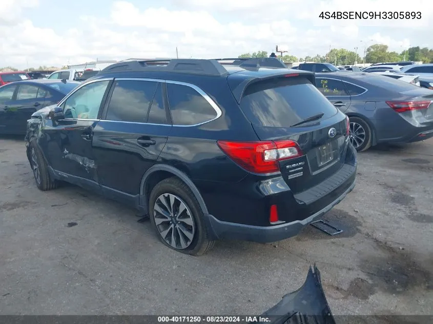 2017 Subaru Outback 3.6R Limited VIN: 4S4BSENC9H3305893 Lot: 40171250