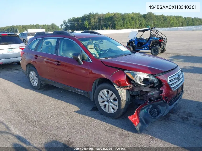 4S4BSAACXH3340361 2017 Subaru Outback 2.5I