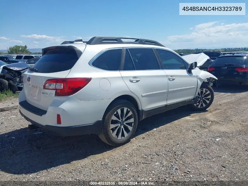 4S4BSANC4H3323789 2017 Subaru Outback 2.5I Limited