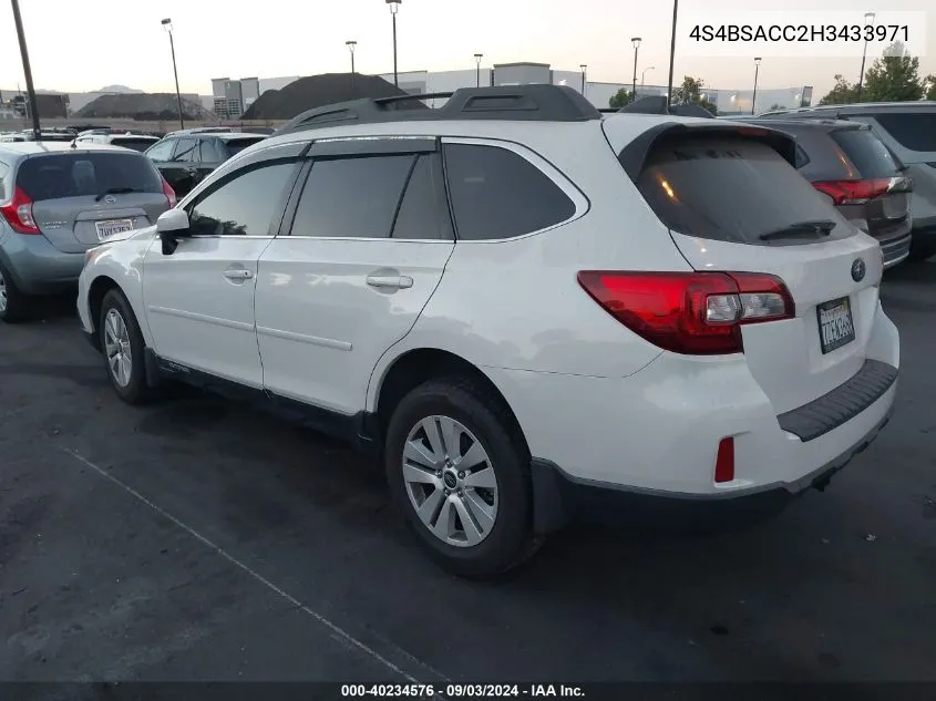 4S4BSACC2H3433971 2017 Subaru Outback 2.5I Premium