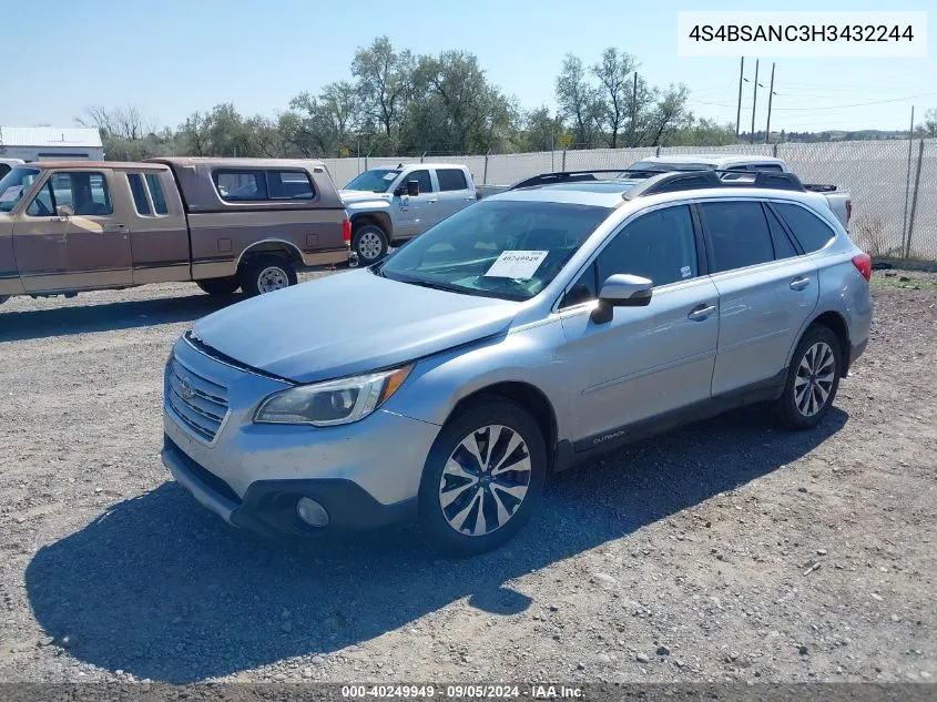 2017 Subaru Outback 2.5I Limited VIN: 4S4BSANC3H3432244 Lot: 40249949