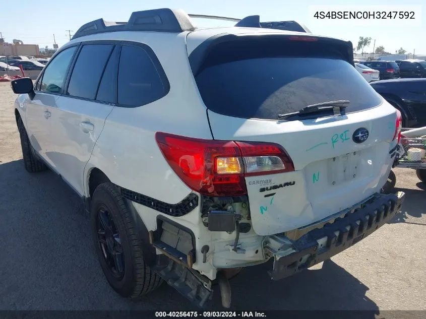 2017 Subaru Outback 3.6R Limited VIN: 4S4BSENC0H3247592 Lot: 40256475