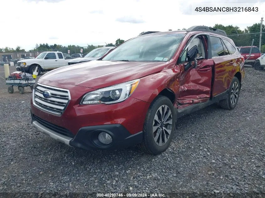 4S4BSANC8H3216843 2017 Subaru Outback 2.5I Limited