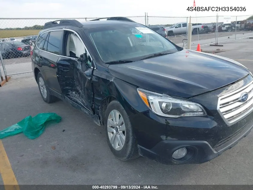 2017 Subaru Outback 2.5I Premium VIN: 4S4BSAFC2H3354036 Lot: 40293799