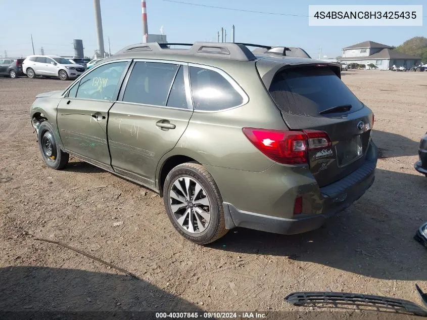 4S4BSANC8H3425435 2017 Subaru Outback 2.5I Limited