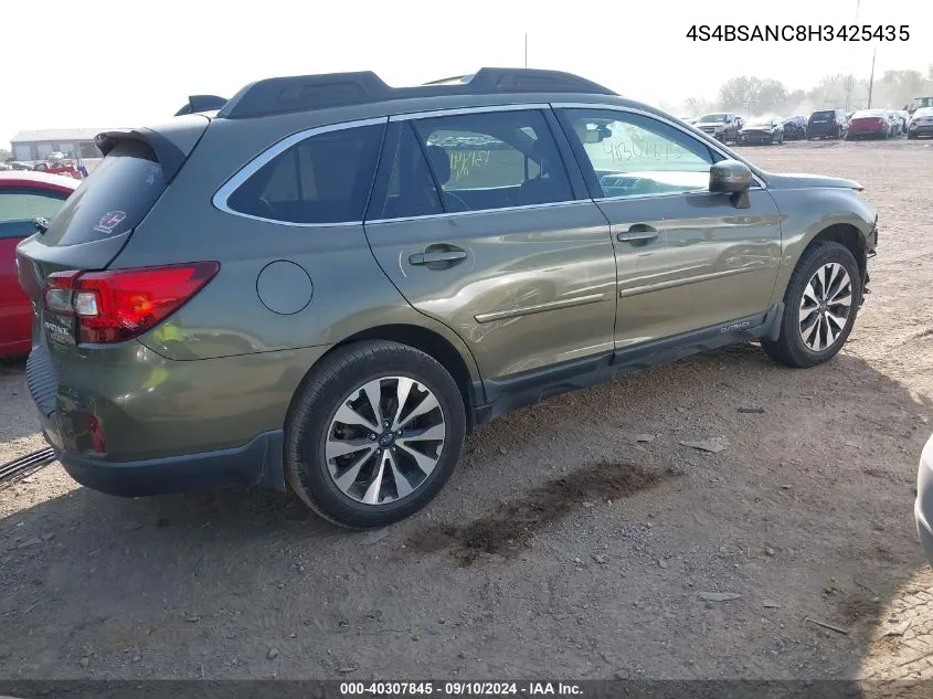 2017 Subaru Outback 2.5I Limited VIN: 4S4BSANC8H3425435 Lot: 40307845