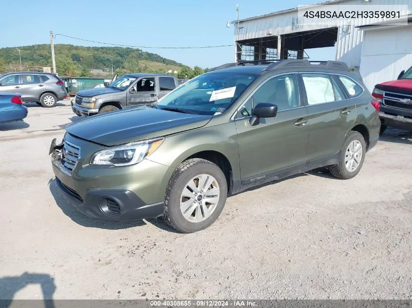 4S4BSAAC2H3359891 2017 Subaru Outback 2.5I