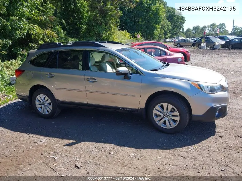 2017 Subaru Outback 2.5I Premium VIN: 4S4BSAFCXH3242195 Lot: 40313777