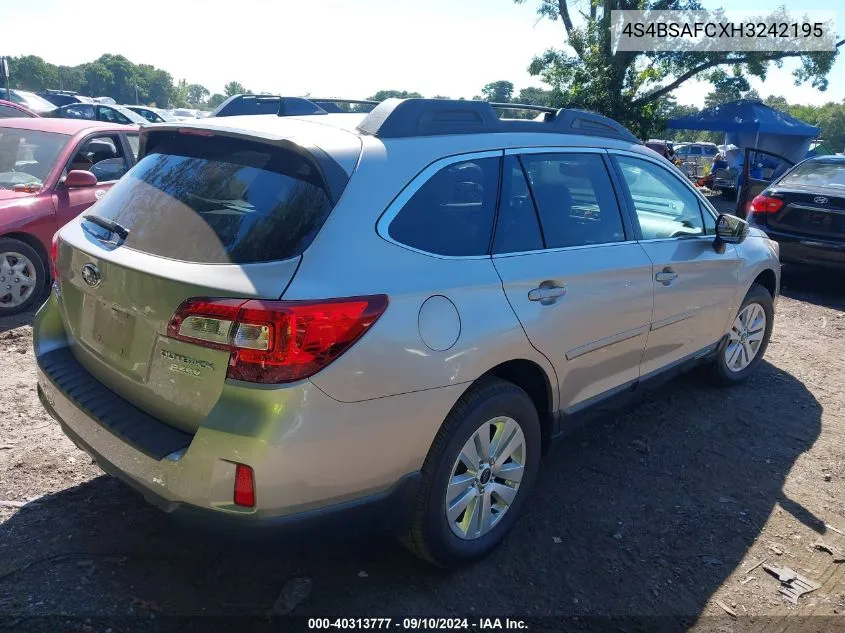 2017 Subaru Outback 2.5I Premium VIN: 4S4BSAFCXH3242195 Lot: 40313777