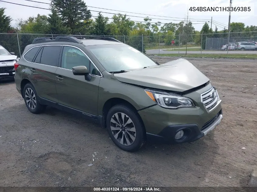 4S4BSANC1H3369385 2017 Subaru Outback 2.5I Limited