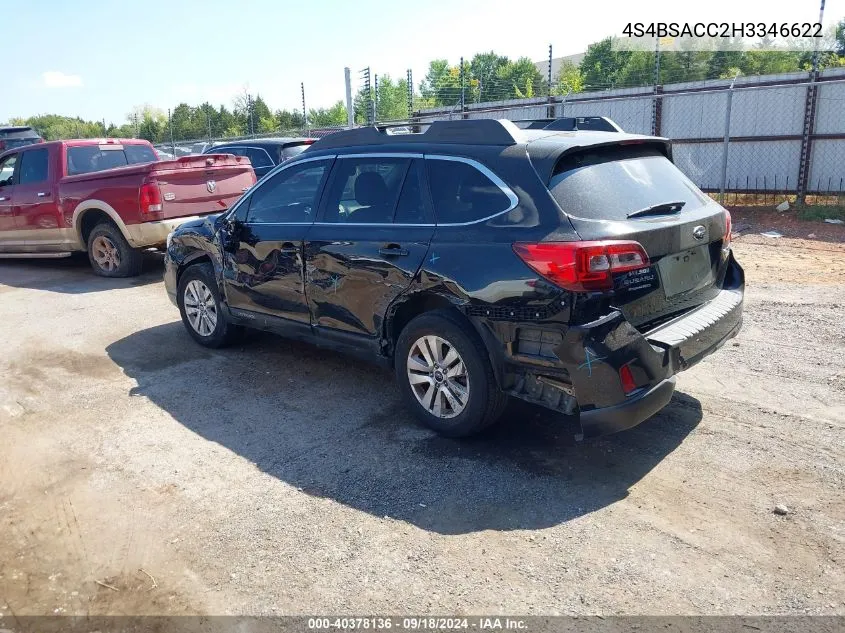 4S4BSACC2H3346622 2017 Subaru Outback 2.5I Premium