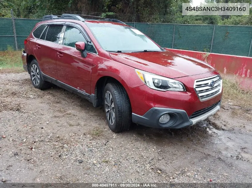 2017 Subaru Outback 2.5I Limited VIN: 4S4BSANC3H3409160 Lot: 40457911