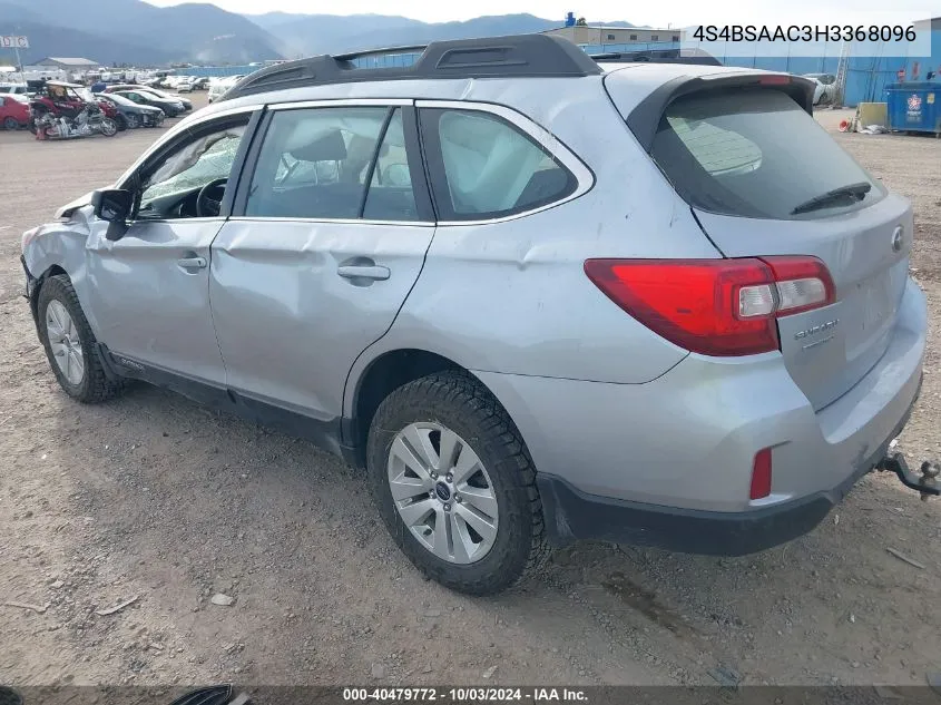 2017 Subaru Outback 2.5I VIN: 4S4BSAAC3H3368096 Lot: 40479772