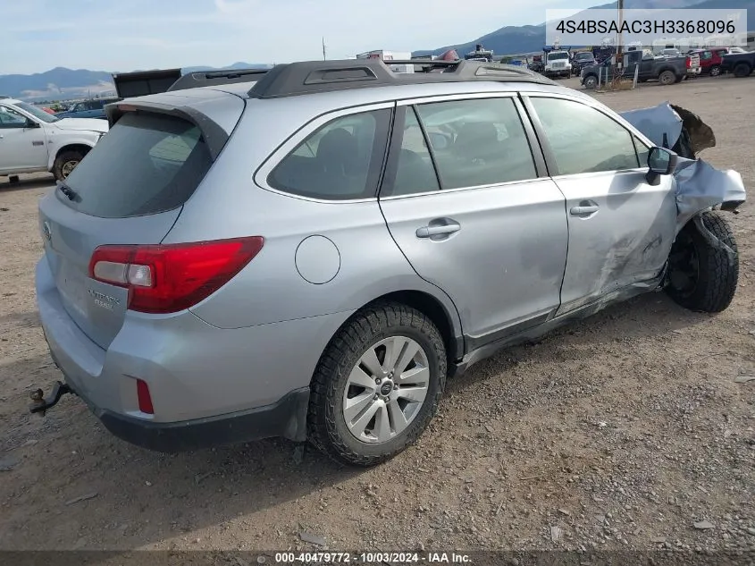 2017 Subaru Outback 2.5I VIN: 4S4BSAAC3H3368096 Lot: 40479772