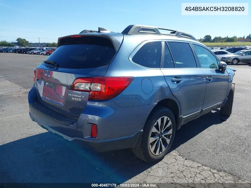 2017 Subaru Outback 2.5I Limited VIN: 4S4BSAKC5H3208820 Lot: 40487178