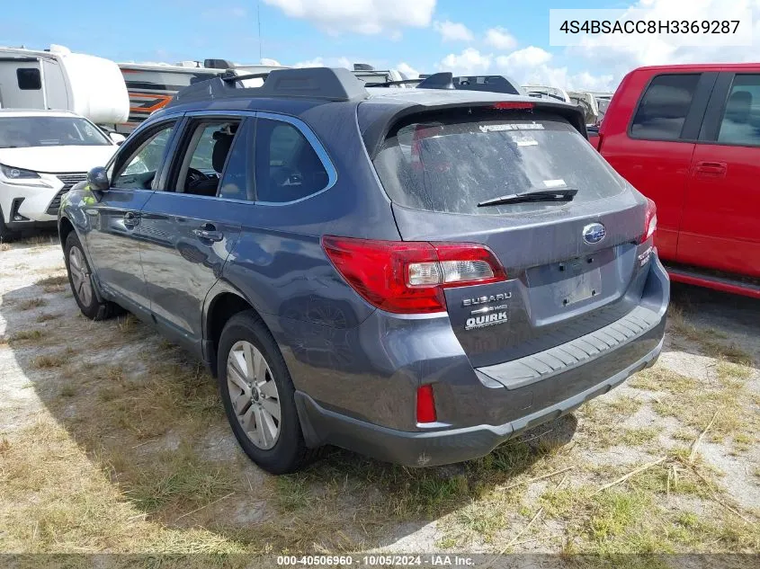 2017 Subaru Outback 2.5I Premium VIN: 4S4BSACC8H3369287 Lot: 40506960