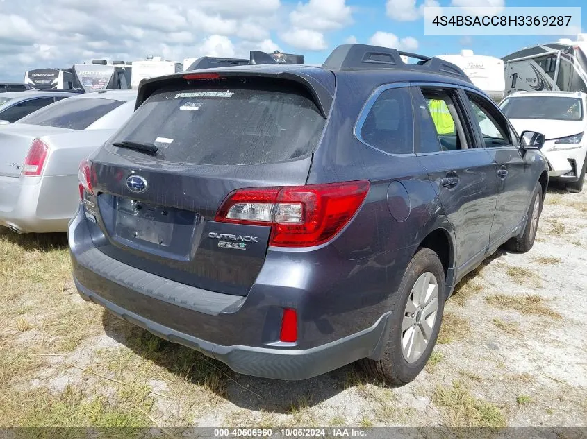 2017 Subaru Outback 2.5I Premium VIN: 4S4BSACC8H3369287 Lot: 40506960