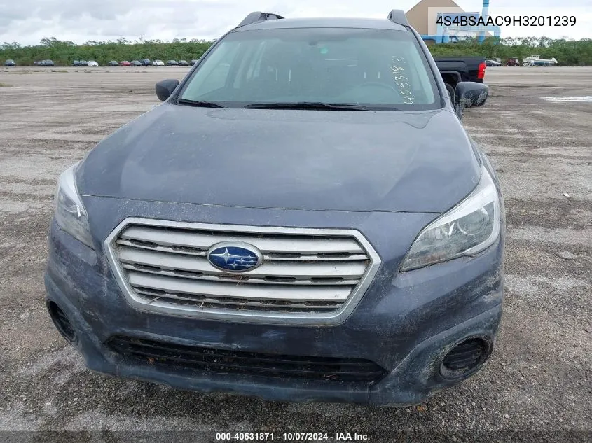 4S4BSAAC9H3201239 2017 Subaru Outback 2.5I