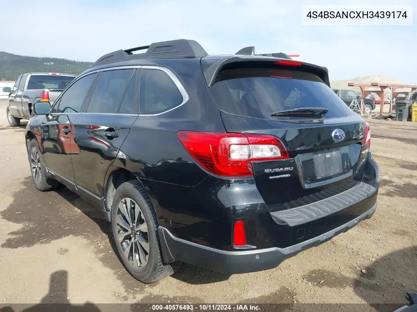 2017 Subaru Outback 2.5I Limited VIN: 4S4BSANCXH3439174 Lot: 40576493