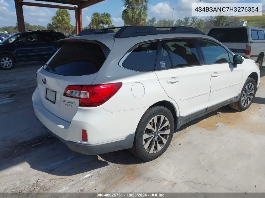 2017 Subaru Outback 2.5I Limited VIN: 4S4BSANC7H3276354 Lot: 40625751